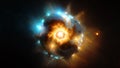 View of the birth of a star in space during a nebula explosion. Nuclear fusion of cosmic clouds of gas and dusts. Universe