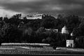 Urban view of Orthodox church and Fortress in Brasov in Transylvania, Rumania.