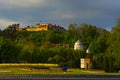 Urban view of Orthodox church and Fortress in Brasov in Transylvania, Rumania.