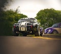 View of a black AC Cobra sports car from behind Royalty Free Stock Photo