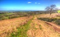 View from Black Down the highest hill in the Mendip Hills Somerset in colourful HDR Royalty Free Stock Photo