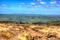 View from Black Down Mendip Hills Somerset towards Blagdon Lake in colourful HDR Royalty Free Stock Photo