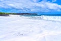 View of Black Sand Beach Covered in White Ocean Foam Royalty Free Stock Photo