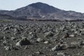 View of black sand volcanic desert on route F910 to Askja Volcano, Iceland