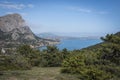 The Black Sea bay near the city of Sudak in Crimea Royalty Free Stock Photo