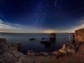 View of the Black Sea from the coast by night Royalty Free Stock Photo