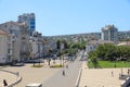 View from the black sea embankment on the city. Russia, Novorossiysk, July 22, 2019