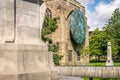 A view of Blackburn cathedral with statue of Queen Victoria