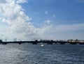 View of the Blagoveshchensky Bridge on the Neva river in St. Petersburg