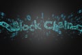Blockchain title with a cahin made of data number - 3d render Royalty Free Stock Photo