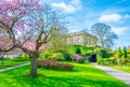 View of a blossoming garden inside of the Nottingham castle, England Royalty Free Stock Photo