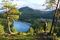 View of the blue Katun from mount Mazhelik. Mountain Altai, The Village Of Askat