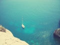 View on the blue Mediterranean sea from the rocky south coast of Malta