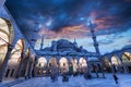 View of Blue Mosque in Istanbul with beautiful sunset sky Royalty Free Stock Photo