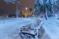 View of the Blue Mosque in the snowy winter. Istanbul, Turkey Royalty Free Stock Photo