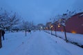 View of the Blue Mosque in the snowy winter. Istanbul, Turkey Royalty Free Stock Photo