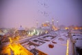 View of the Blue Mosque in the snowy winter. Istanbul, Turkey Royalty Free Stock Photo