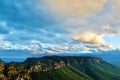 A view of the Blue Mountains at dusk from Cahills Lookout in Katoomba Royalty Free Stock Photo