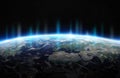 View of blue planet Earth in space 3D rendering elements of this Royalty Free Stock Photo