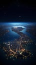 View of blue planet Earth with sun rising from space. Elements of this image furnished by NASA Royalty Free Stock Photo