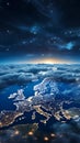 View of blue planet Earth with sun rising from space. Elements of this image furnished by NASA Royalty Free Stock Photo