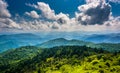 View of the Blue Ridge Mountains seen from Cowee Mountains Overlook on the Blue Ridge Parkway in North Carolina.