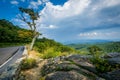 View of the Blue Ridge Mountains and Skyline Drive, in Shenandoah National Park, Virginia. Royalty Free Stock Photo