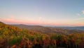 A view of the Blue Ridge Parkway during the autumn fall color changing season