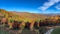 a view of the Blue Ridge Parkway during the autumn fall color changing season