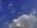 A view of the blue sky accompanied by beautiful white clouds in the afternoon Royalty Free Stock Photo