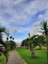 view of the blue sky in the backyard of the house Royalty Free Stock Photo