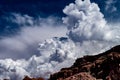 View of blue sky and white clouds over the red rocks of Lake Powell Royalty Free Stock Photo