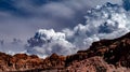 View of blue sky and white clouds over the red rocks of Lake Powell Royalty Free Stock Photo