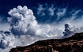 View of blue sky and white clouds over the red rocks of Lake Powell Royalty Free Stock Photo