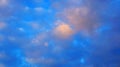 View of the blue sky with white and gray fluffy clouds Royalty Free Stock Photo