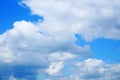 View of the blue sky with white and gray fluffy clouds Royalty Free Stock Photo