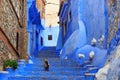 View of the blue walls of Medina quarter in Chefchaouen, Morocco. The city, also known as Chaouen is noted for its buildings in Royalty Free Stock Photo