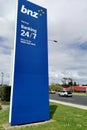 View of BNZ (Bank of New Zealand) road sign in Botany Town Centre