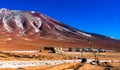 View on Boarder crossing between Chile and Bolivia in the Altiplano landscape Royalty Free Stock Photo