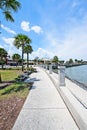 A view of the boardwalk at the Bridge of Lions on the Mantazas River in Historic St. Augustine, Floria USA Royalty Free Stock Photo