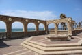 view from the boardwalk of Givat Aliya Promenade near the Arches Beach on the seafront in Jaffa at israel under blue sky Royalty Free Stock Photo