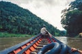 View from the boat with a dense forest on the shore in Sumidero Canyon. Chiapas, Mexico.