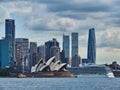 The Sydney Opera House and a Modern Cruise Ship, Australia Royalty Free Stock Photo