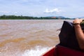 View from boat on Mae Nam Kok, Mekong river close, Golden Triangle close to Chiang Rai, Thailand Royalty Free Stock Photo