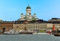 A view from a boat offshore in the South Harbour towards the Finnish capital, Helsinki