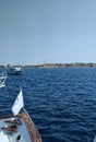 View from the boat of the sea and yachts Royalty Free Stock Photo