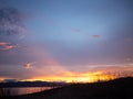 View of the boat seat,Sea storm landscape. Dramatic overcast sky.Sunset sky, The lake at sunset Royalty Free Stock Photo