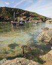 View of boats in Boscastle harbour