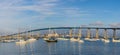 View of Boats Docked Near the San Diego-Coronado Bay Bridge Royalty Free Stock Photo