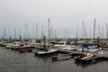 View on the boats in the haven at the northern sea island juist germany Royalty Free Stock Photo